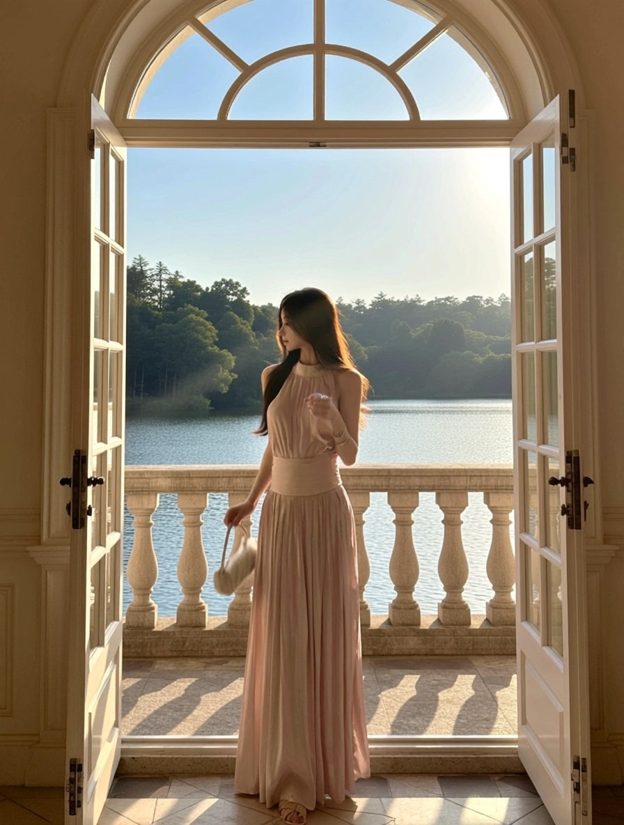 High Quality Pink Skills Long Dress - Set
