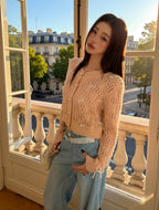 Orange Cardigan with Pearl